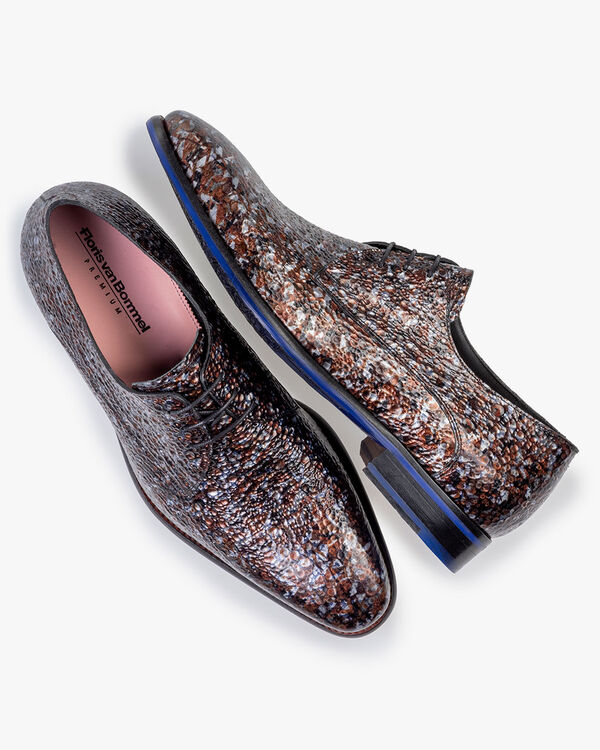 Lace shoe metallic print bronze