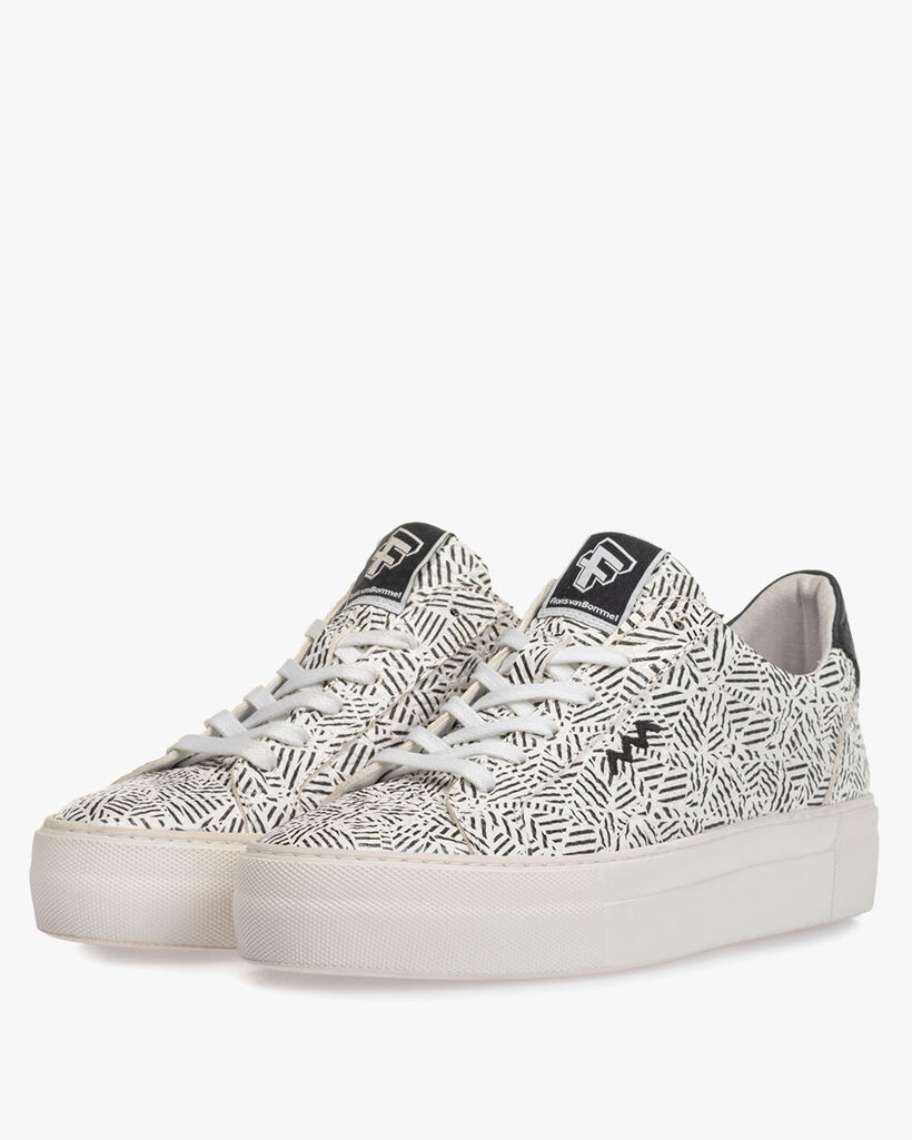 Sneaker zigzag print zwart/wit