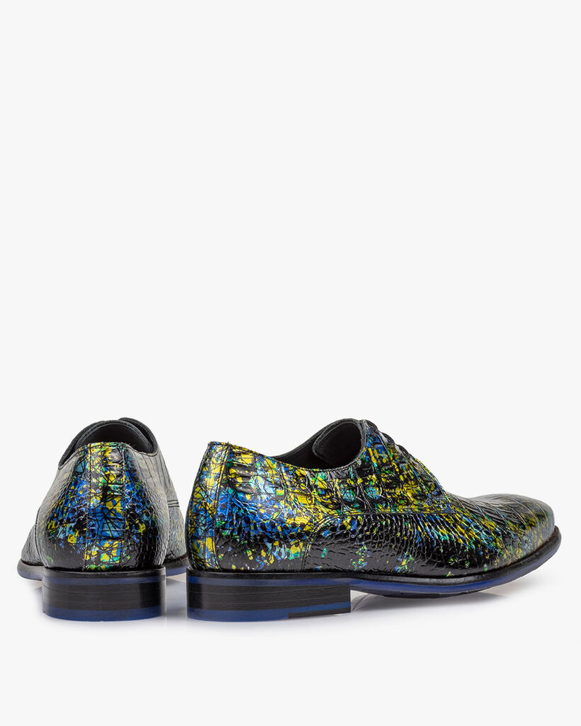 Lace shoe printed leather yellow