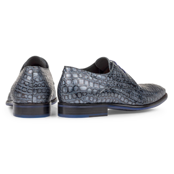 Veterschoen metallic blauw