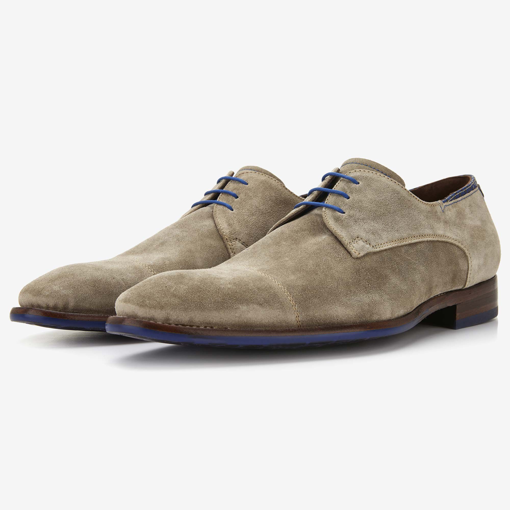 Beige suede heren veterschoen 14374 04 Floris van Bommel