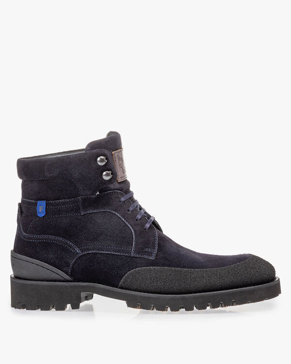 Lace boot blue suede leather