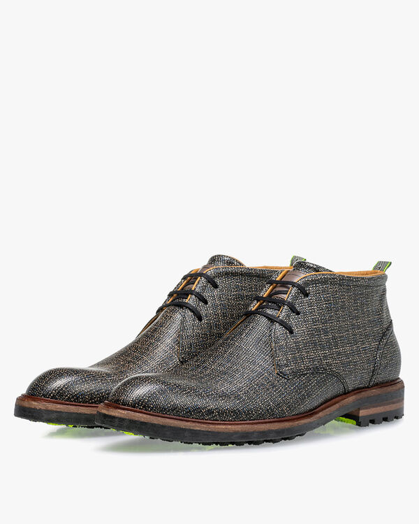 Veterboot geprint leer taupe