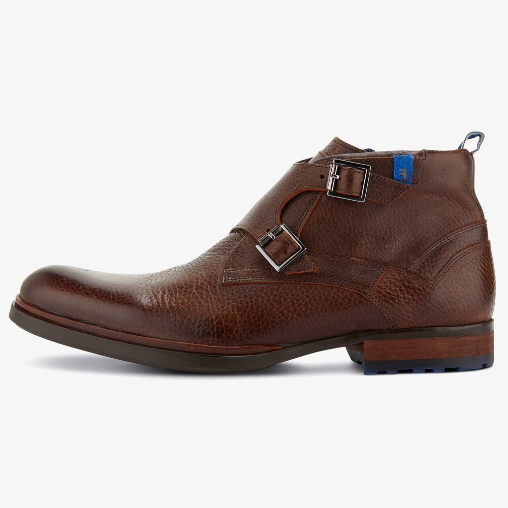 Floris van Bommel bruine leren heren boot met rits