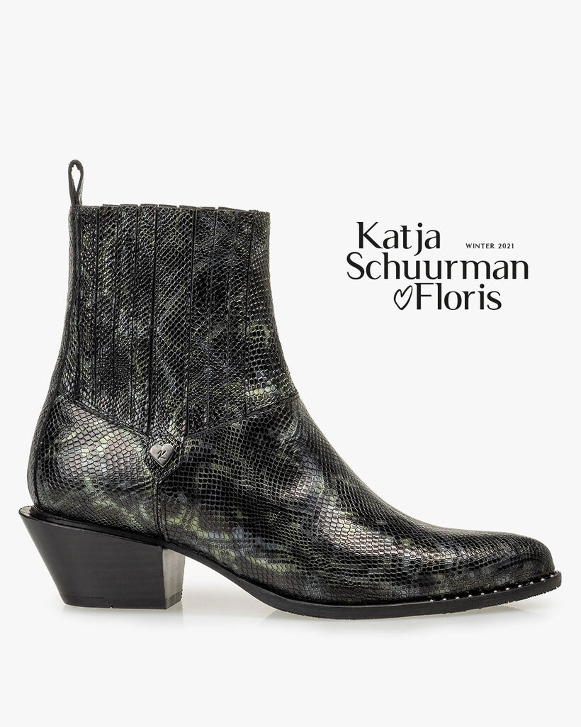 Chelsea boot reptile print green