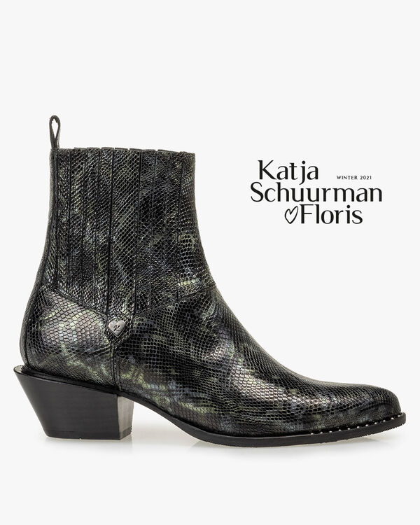 Chelsea boot reptile print green