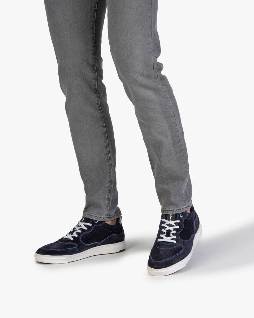 Sneaker printed suede leather blue