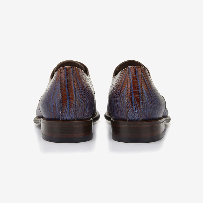 Floris van Bommel cognac lizardprint heren veterschoen
