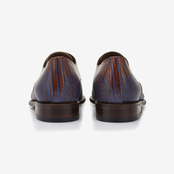 Floris van Bommel cognac lizardprint heren veterschoen