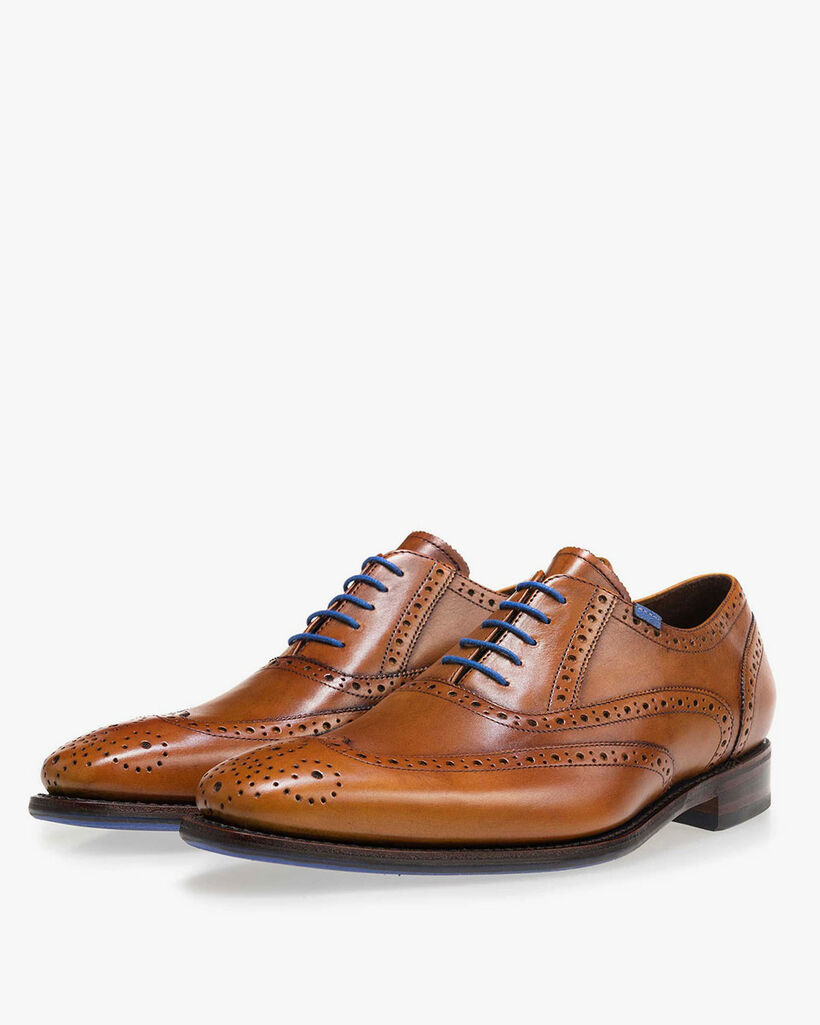 Lace shoe calf leather cognac