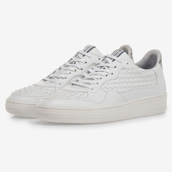 White braided calf leather sneaker