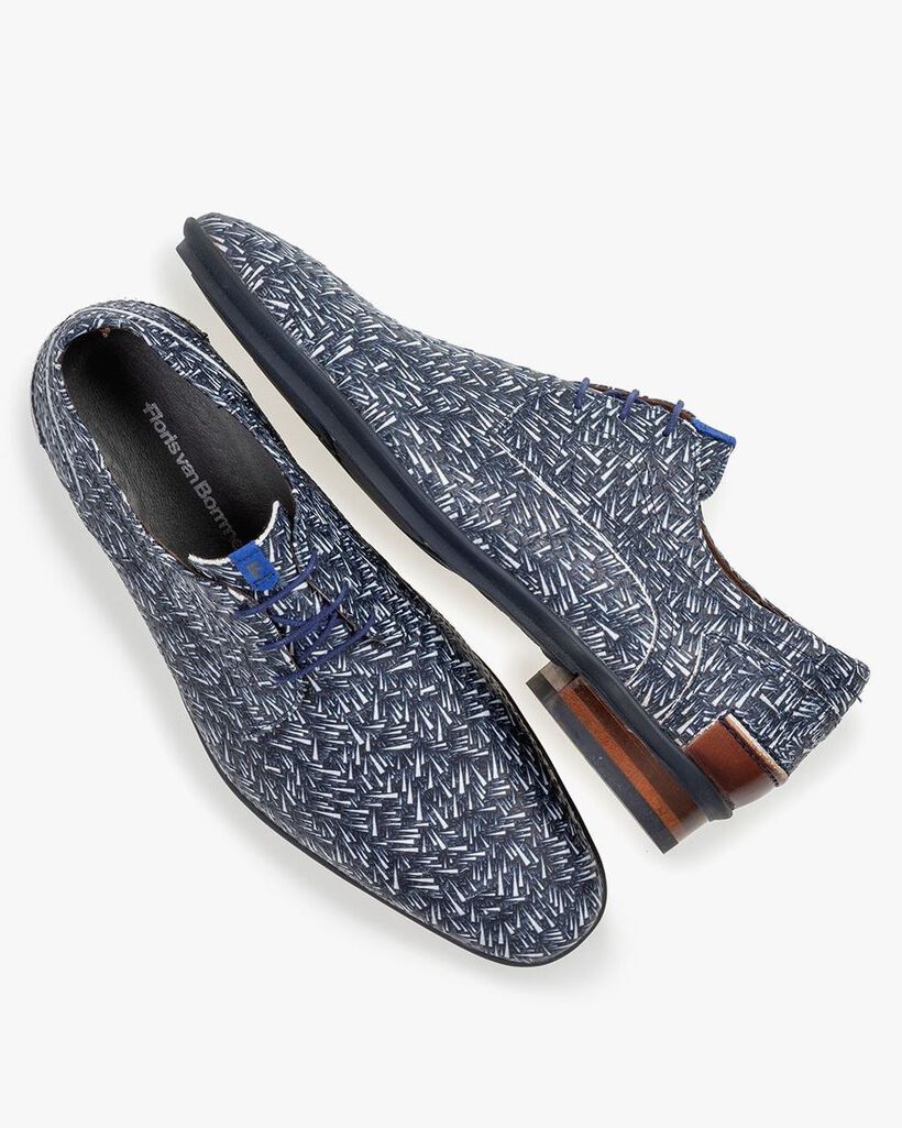 Lace shoe printed nubuck leather blue