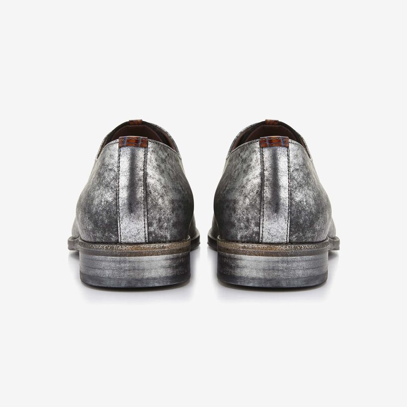 Floris van Bommel men's lace-up shoe in silver metallic leather