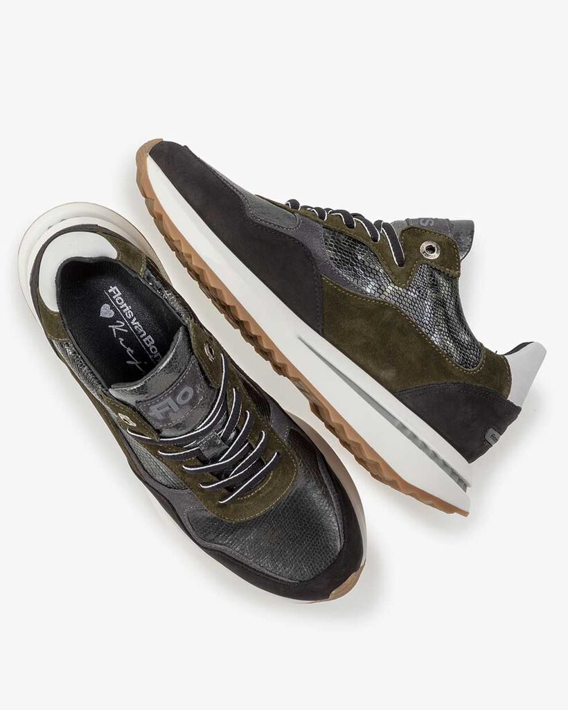 Sneaker su&egrave;de donkergroen