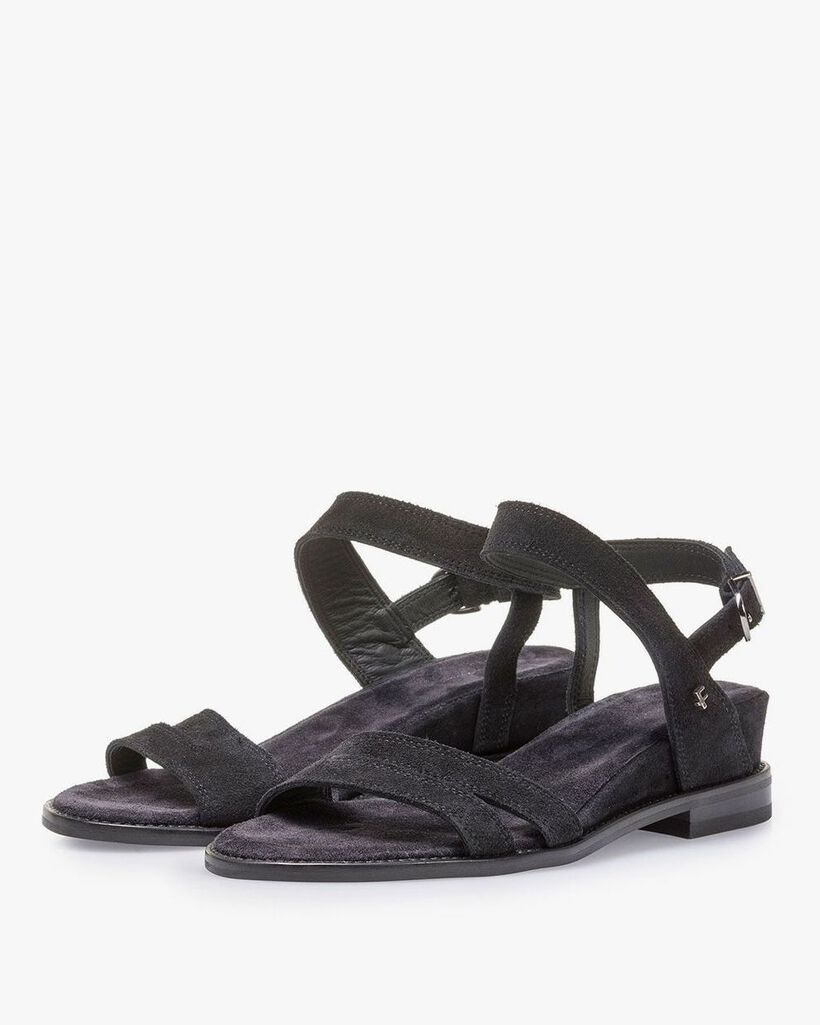 Black suede leather sandals