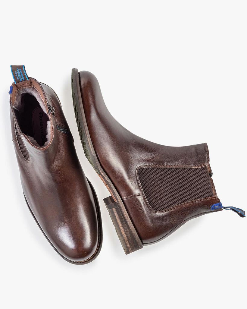 Wolgevoerde bruine chelsea boot
