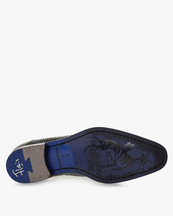 Lace shoe printed leather black/white