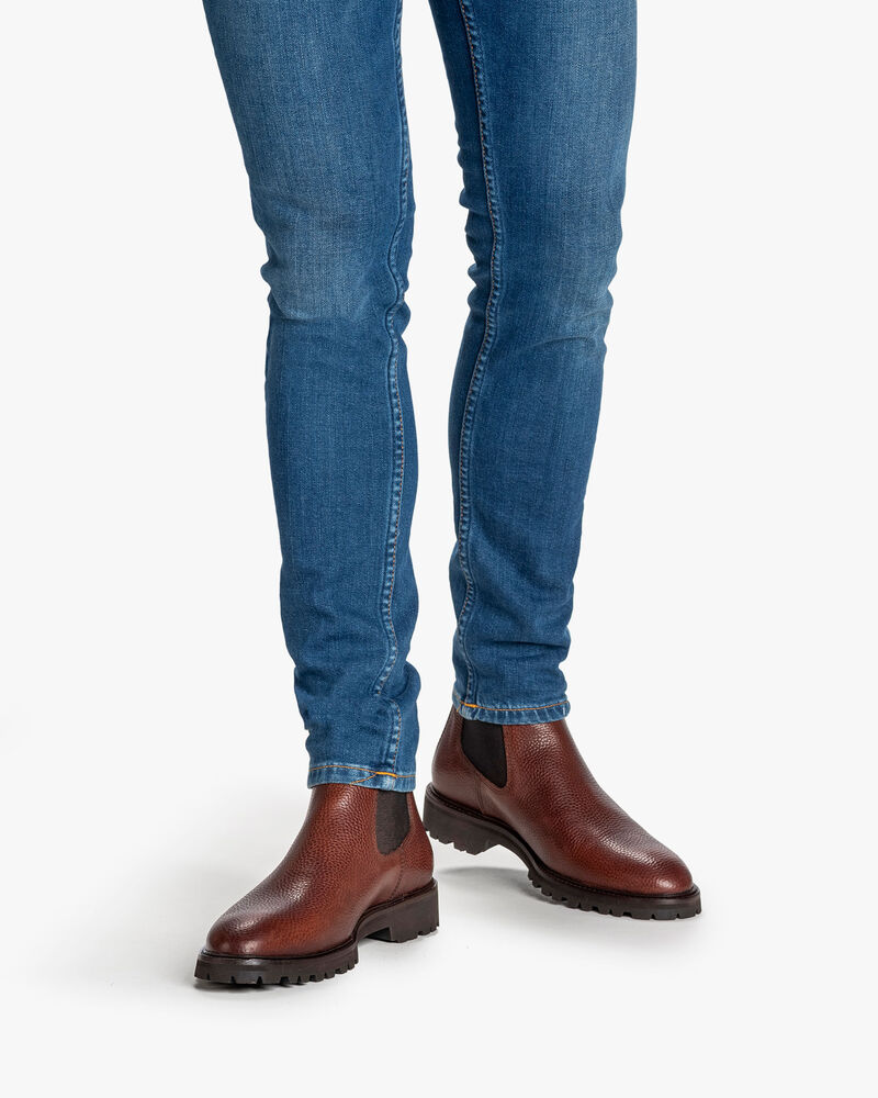 Chelsea boot geprint leer cognac