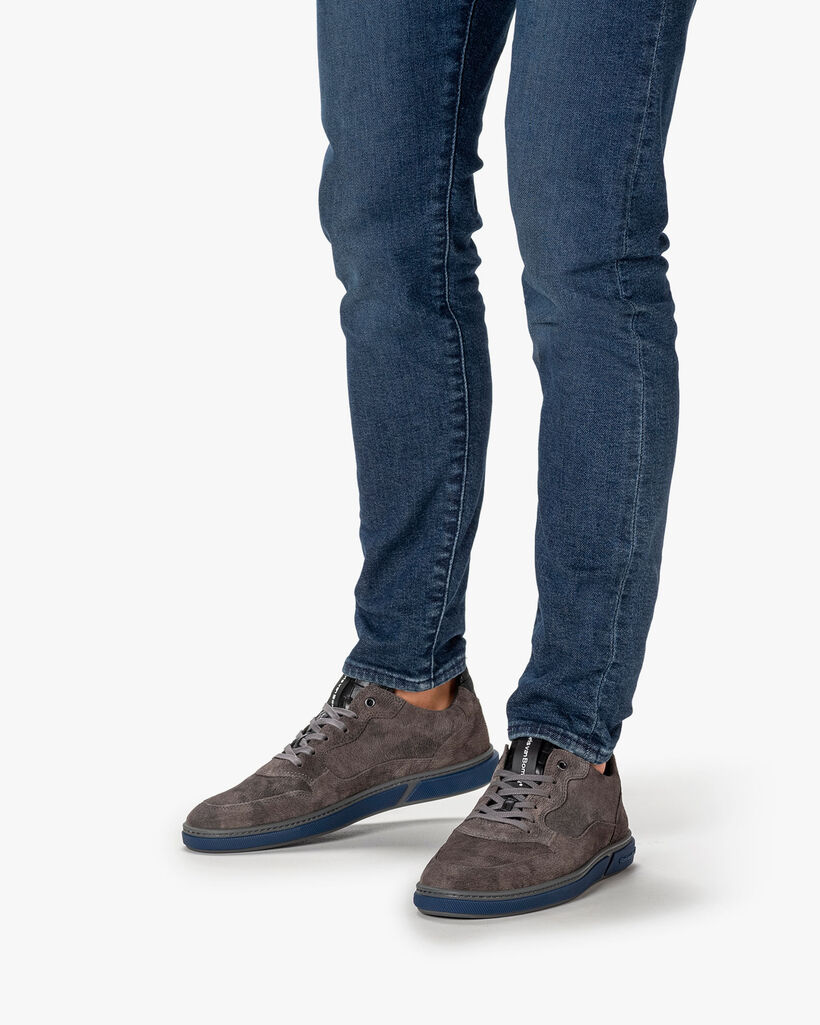 Sneaker geprint leer donkergrijs