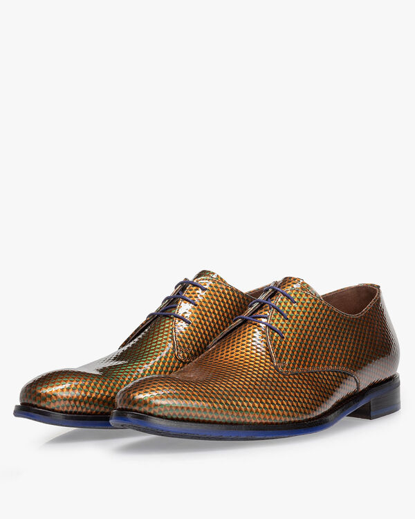 Lace shoe patent leather green