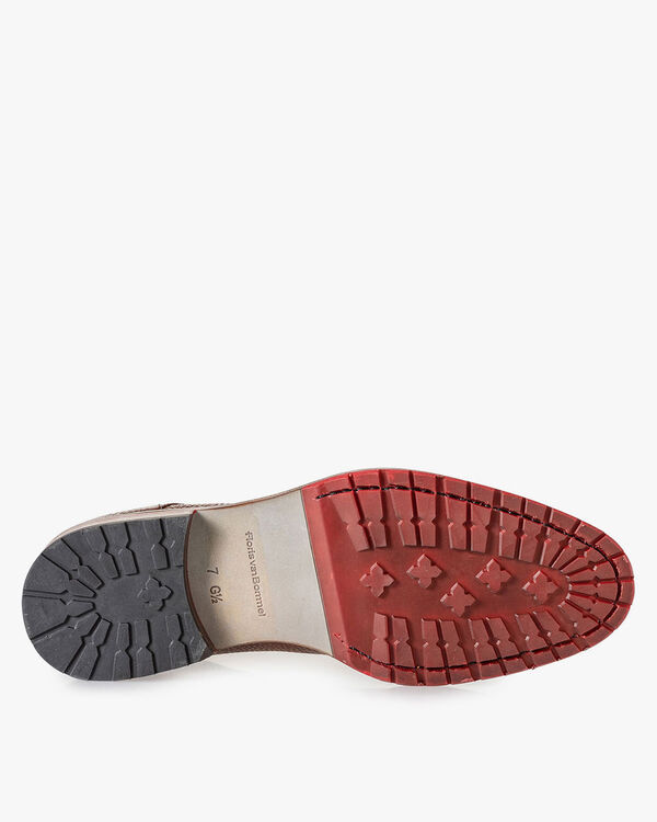 Lace boot structured leather cognac