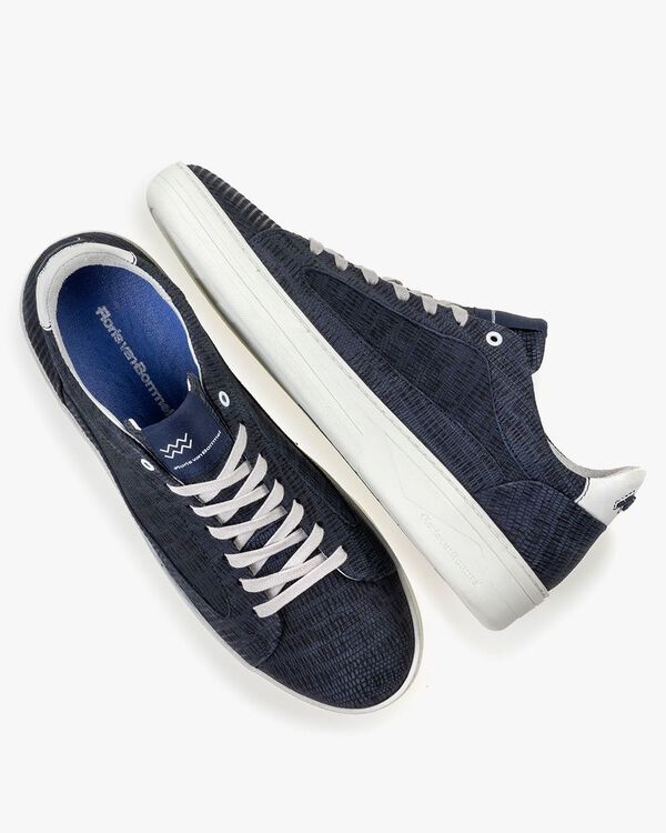 Sneaker printed leather dark blue