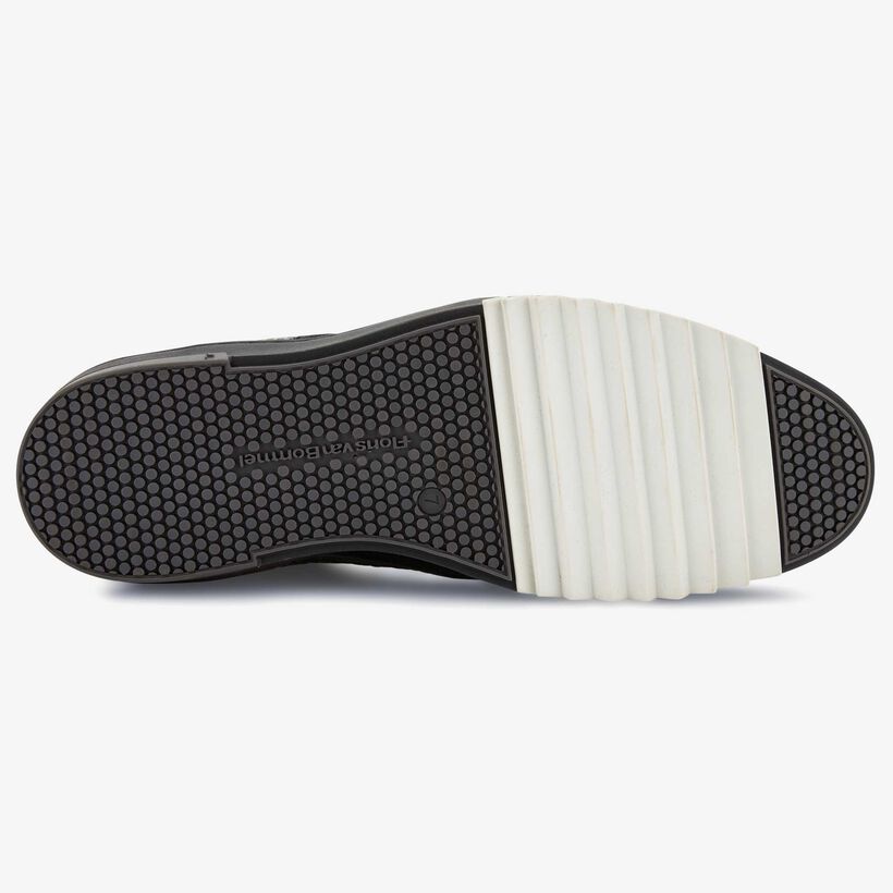 Floris van Bommel zwarte leren snakeprint heren sneaker
