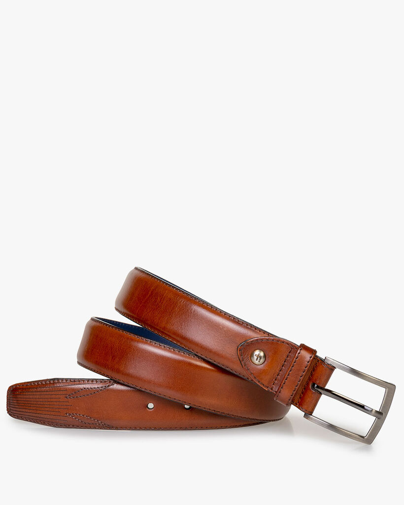 Belt calf leather cognac