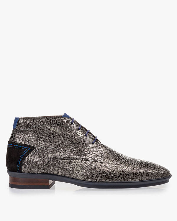 Veterboot met print grijs