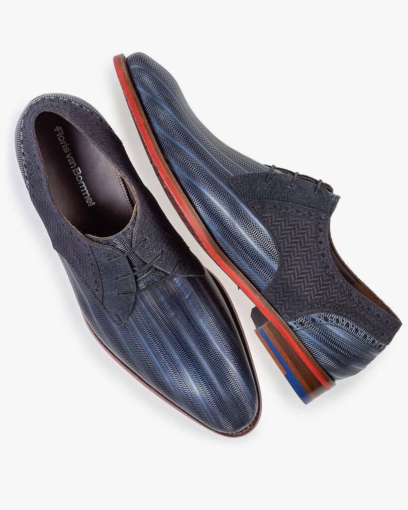 Veterschoen metallic blauw