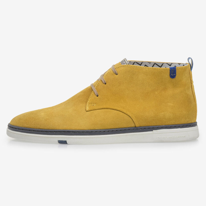 Yellow suede leather lace boot