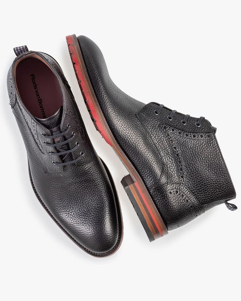 Veterboot zwart structuurleer