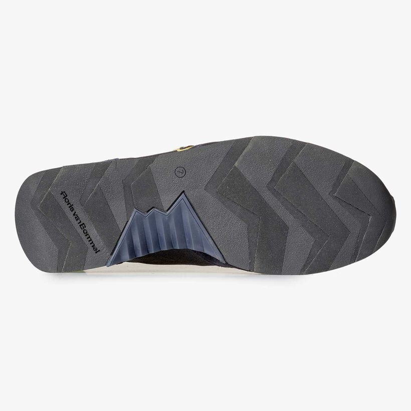 Blauw/ grijze sneaker met gele details