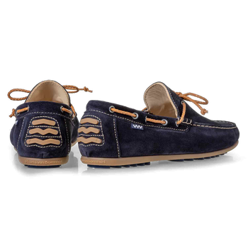 Moccasin suede leather dark blue