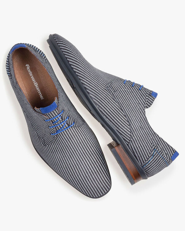 Blue suede leather lace shoe