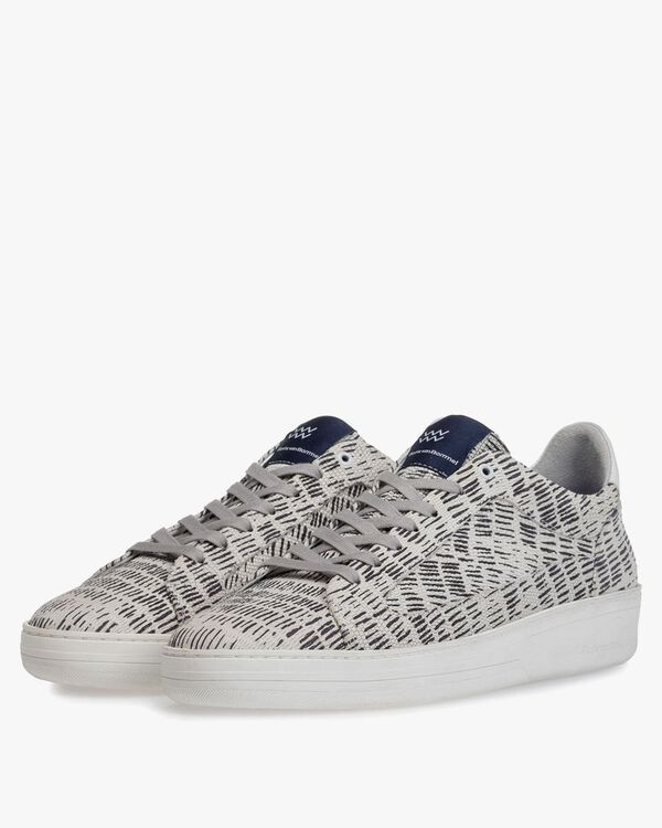 Sneaker nubuckleer zwart/wit