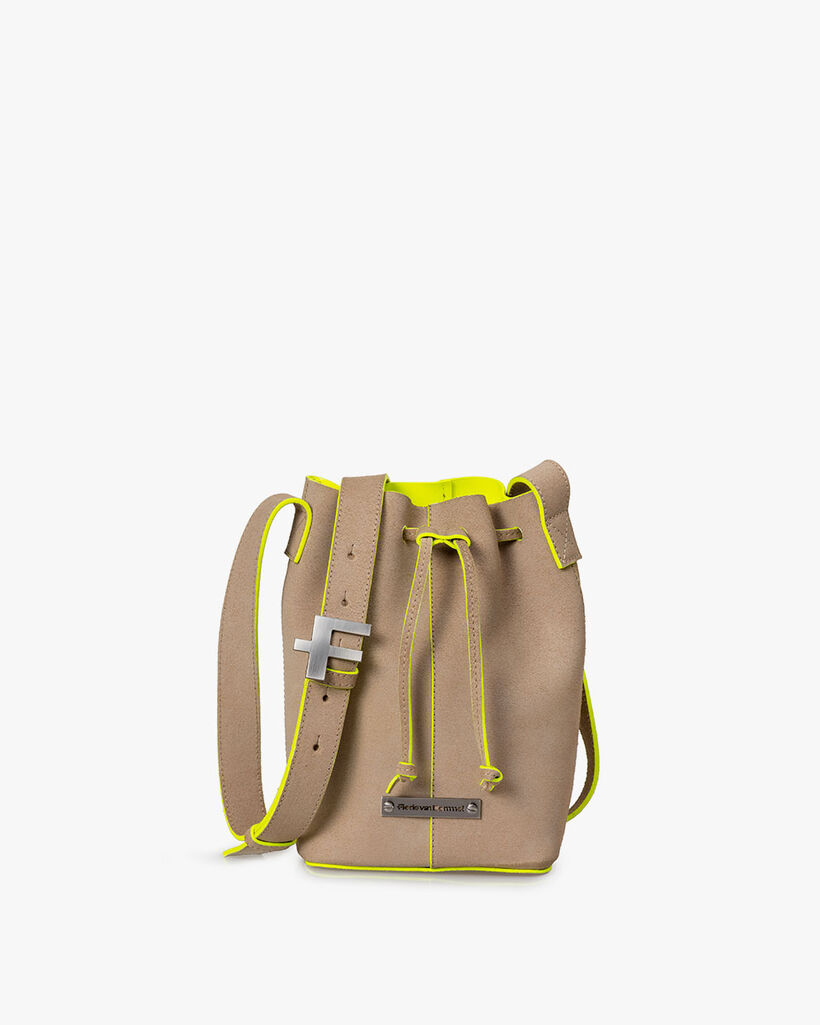 Bucket bag suede leather beige