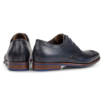 Veterschoen kalfsleer blauw
