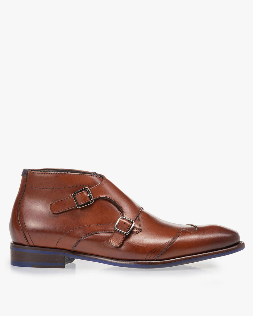 Buckle shoe calf leather cognac