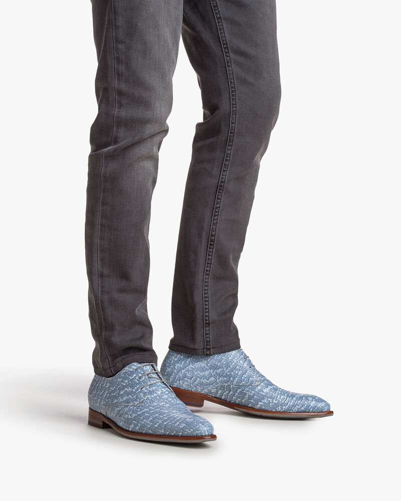 Lakleren veterschoen met crocoprint