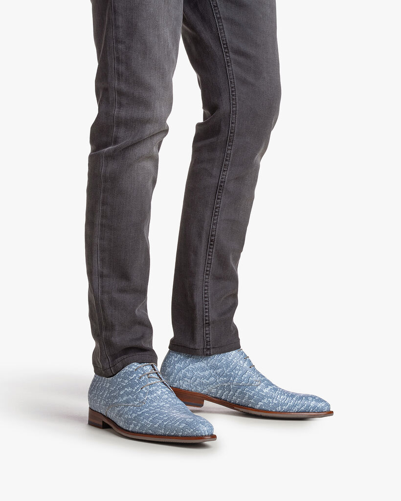 Lakleren veterschoen met crocoprint