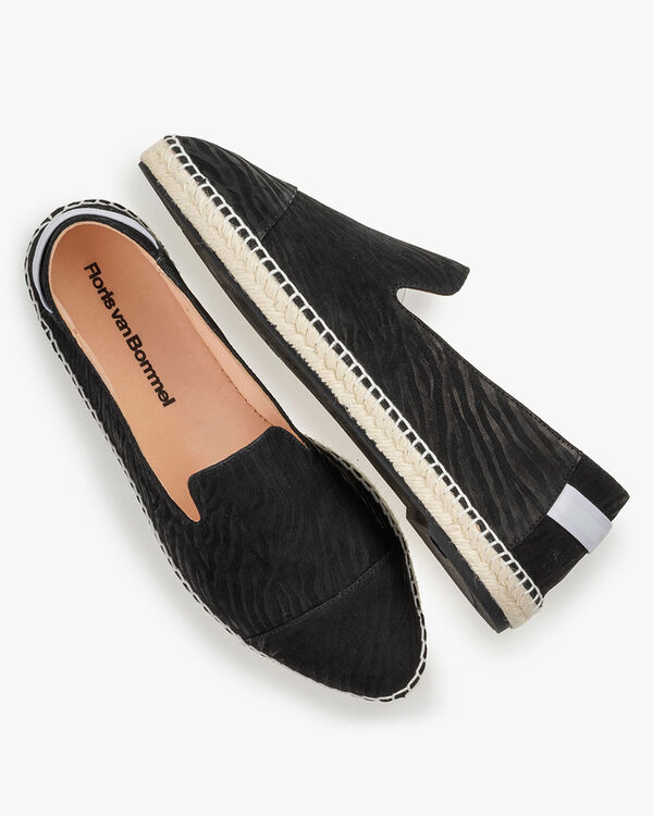 Espadrille geprint leer zwart