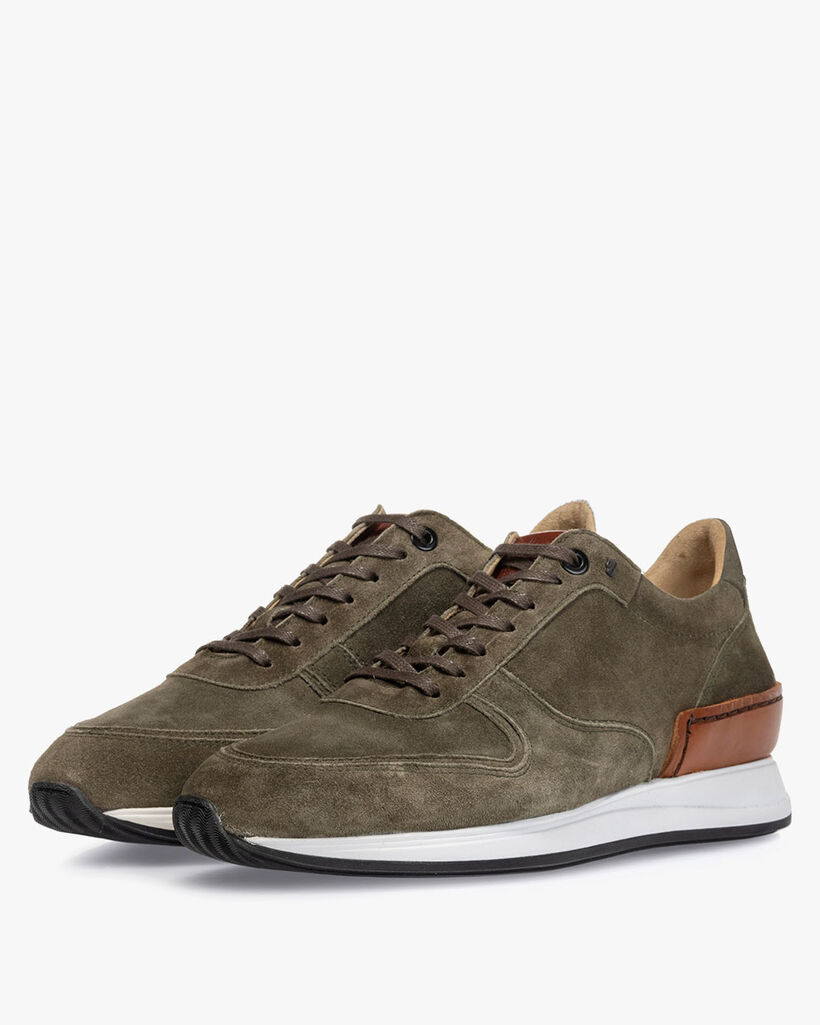 Sneaker groen su&egrave;de