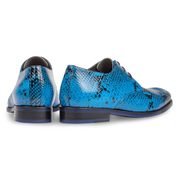Premium blauwe veterschoen met snakeprint