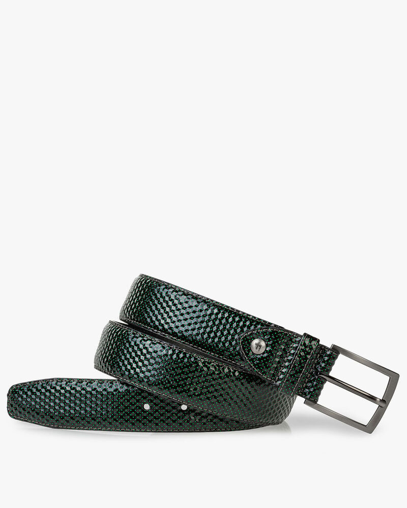 Belt printed leather green