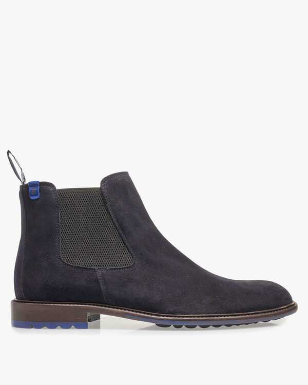 Blauwe su&egrave;de chelsea boot