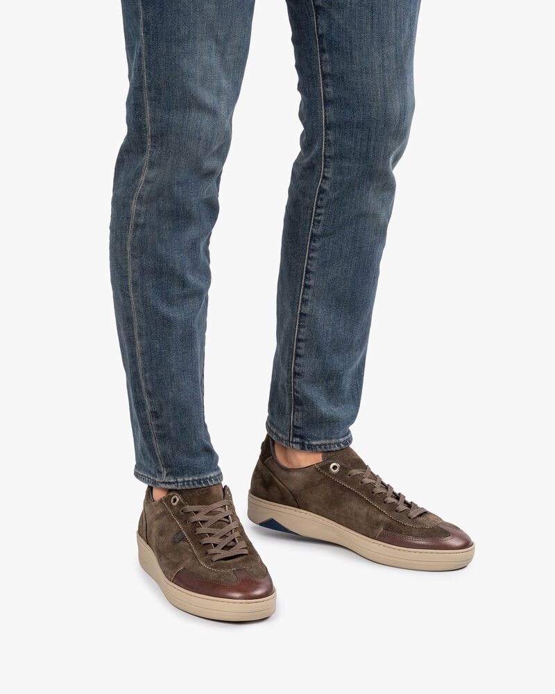 Sneaker suede leather dark green