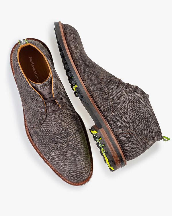 Veterboot reptielenprint donkergrijs