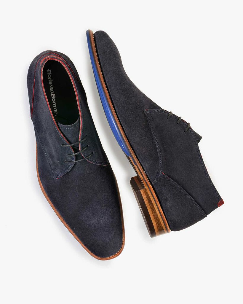 Lace boot suede leather blue