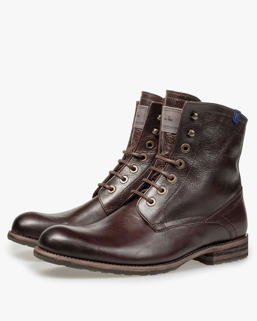 Gevoerde kalfsleren veterboot bruin 10751 15 Floris van Bommel